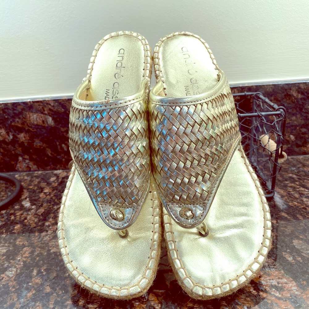 Andre Assous Alyssa Woven Wedges in the color Gold